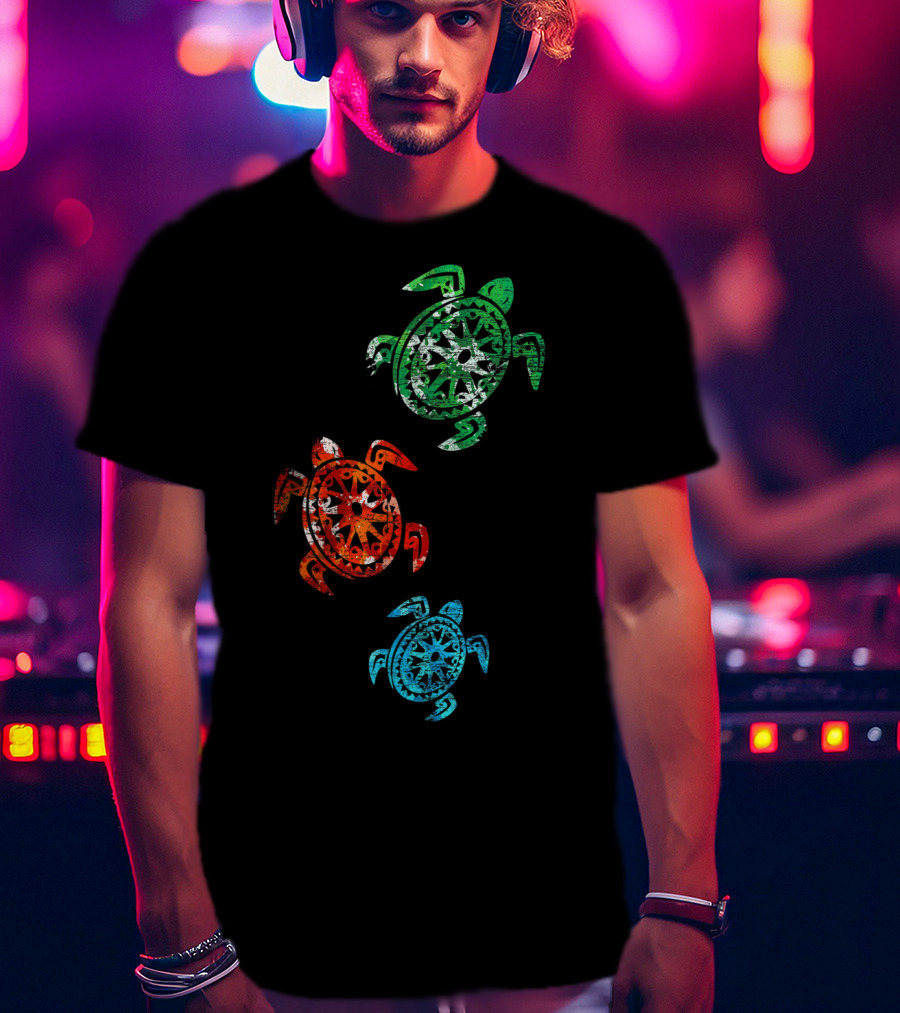 Turtles Save The Turtles Climate Change Green Red Blue T-Shirt