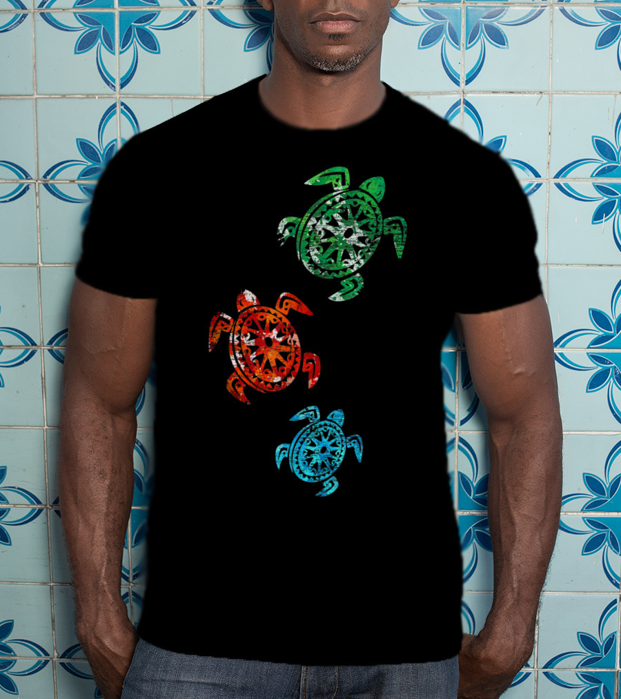 Turtles Save The Turtles Climate Change Green Red Blue T-Shirt