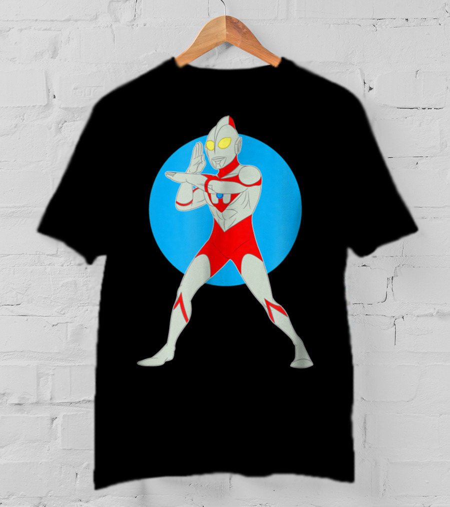 Ultraman Standing Pose With Blue Circle Background T-Shirt