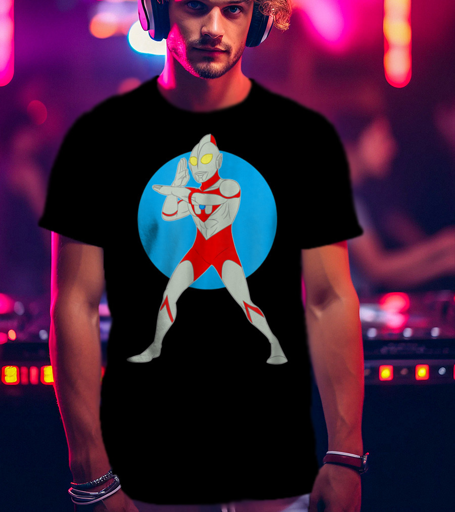 Ultraman Standing Pose With Blue Circle Background T-Shirt