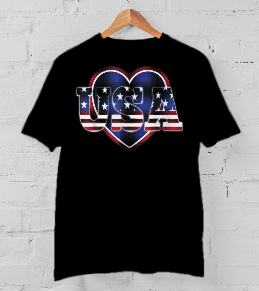 USA Flag Heart I Love The USA Red White And Blue T-Shirt