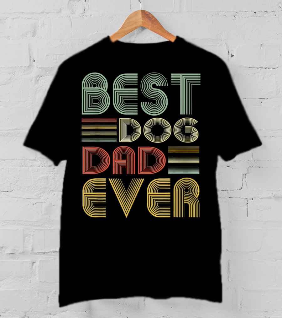 Vintage Best Dog Dad Ever Father's Day Striped Retro T-Shirt