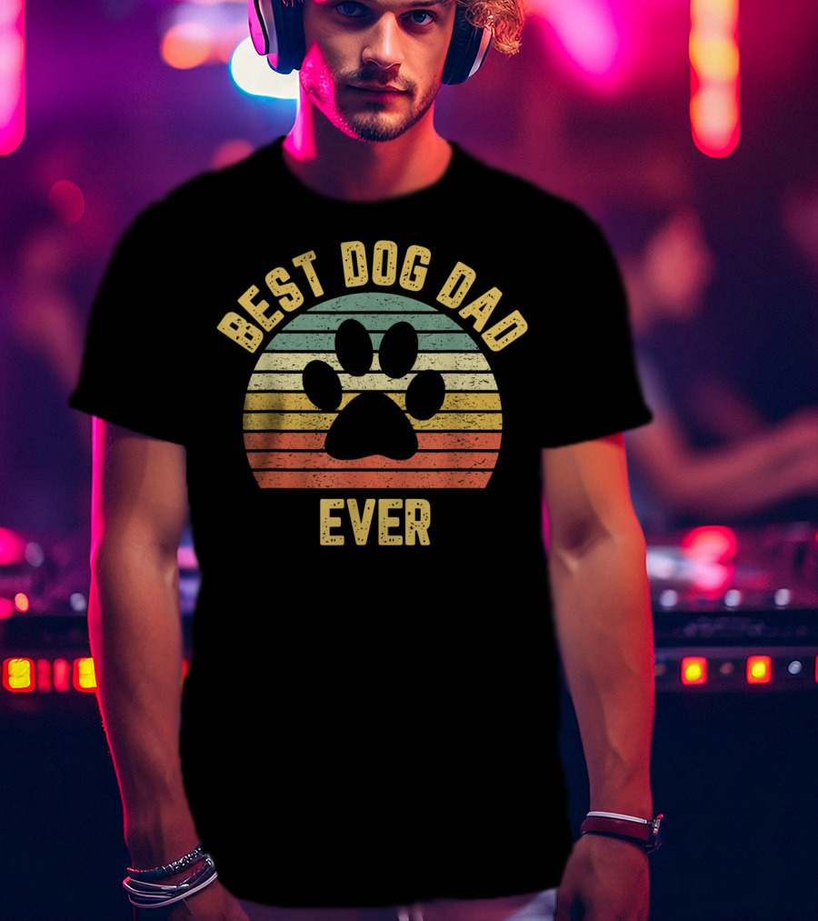 Best Dog Dad Ever Vintage Father's Day T-Shirt