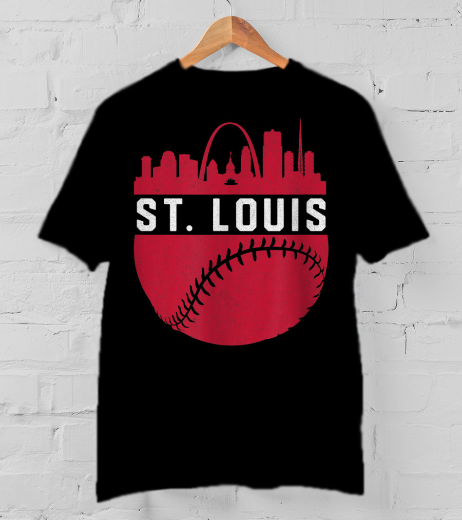 Vintage St Louis Missouri Skyline Baseball Arch T-Shirt