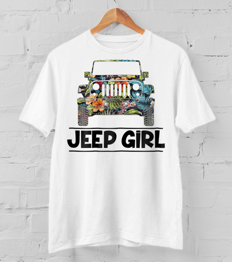 Vintage Flower Jeep Girl Summer T-Shirt