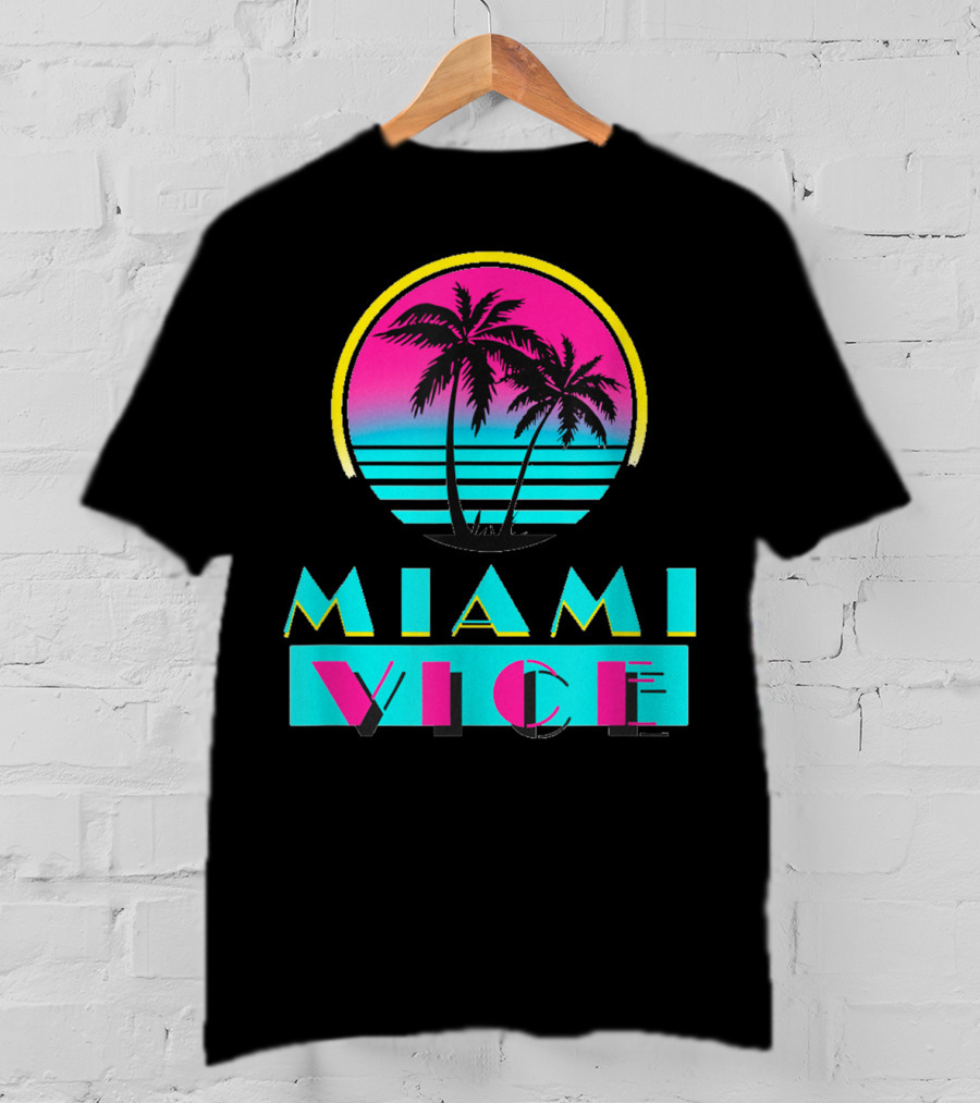 Miami Vice Vintage Florida Cityscape Retro Palm Sunset T-Shirt