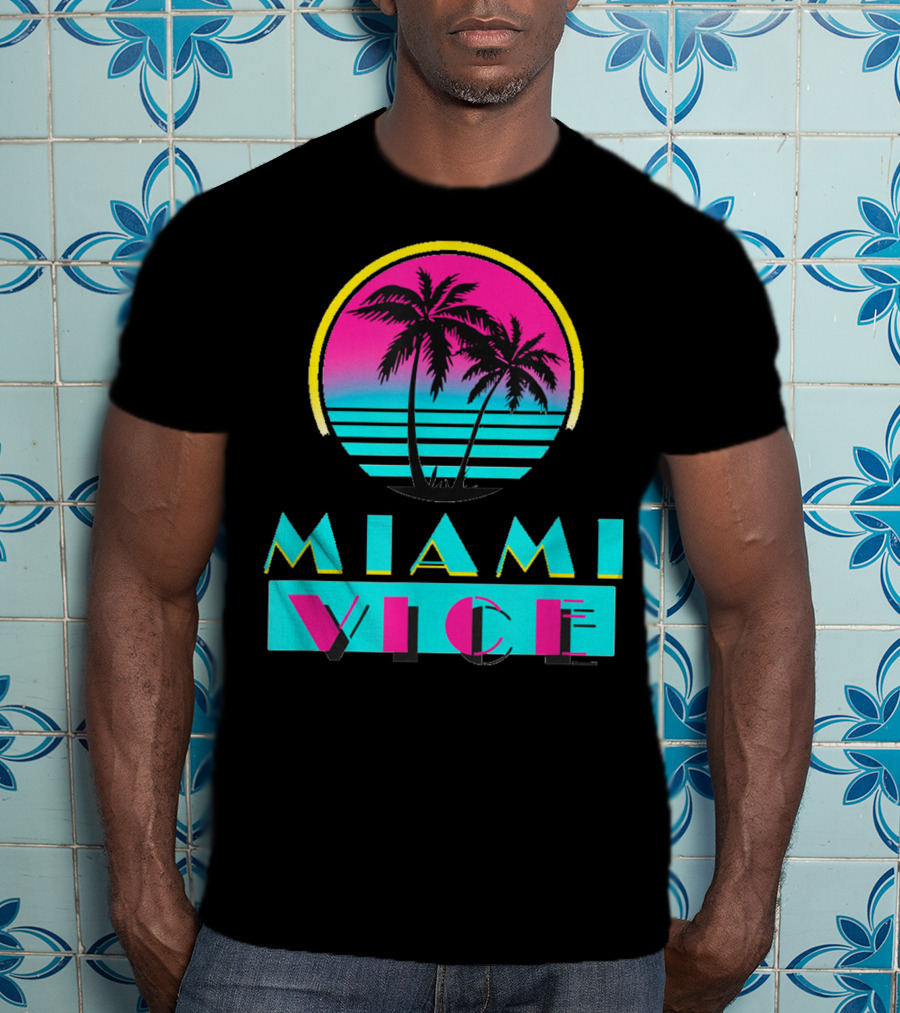 Miami Vice Vintage Florida Cityscape Retro Palm Sunset T-Shirt