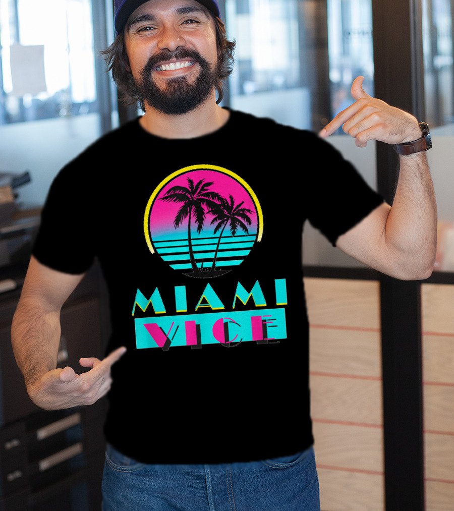 Miami Vice Vintage Florida Cityscape Retro Palm Sunset T-Shirt