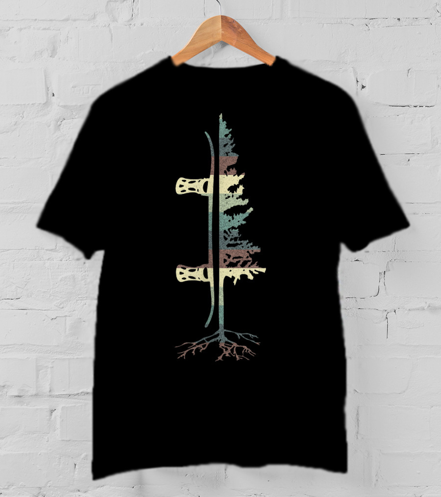 Vintage Pine Double Snowboard Tree Roots T-Shirt