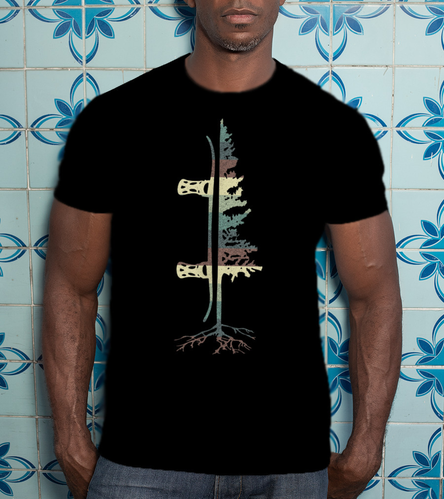 Vintage Pine Double Snowboard Tree Roots T-Shirt