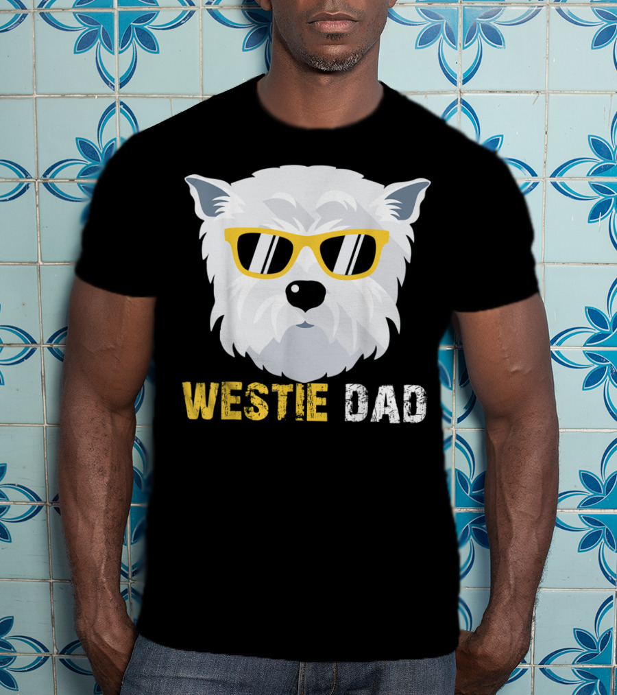 Westie Dad Dog Lovers Cool Sunglasses T-Shirt