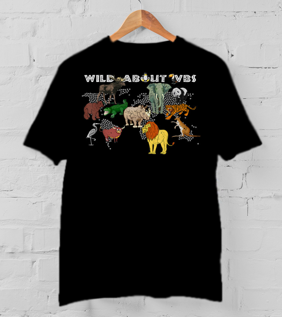 Wild About VBS Animal World Safari Adventure With Lions, Elephants, Tigers, Rhinos, Pandas, Gorillas, Zebras, Flamingos, And Monkeys T-Shirt