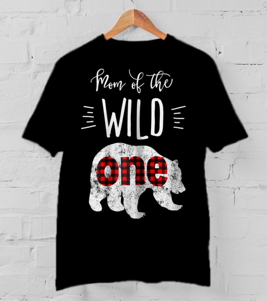 Mom Of The Wild One Bear Lumberjack Plaid T-Shirt