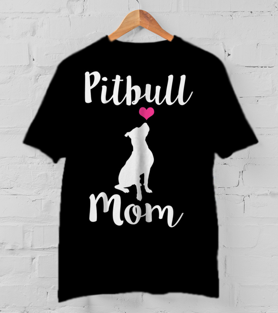 Pitbull Mom Pit Bull Dog Heart T-Shirt