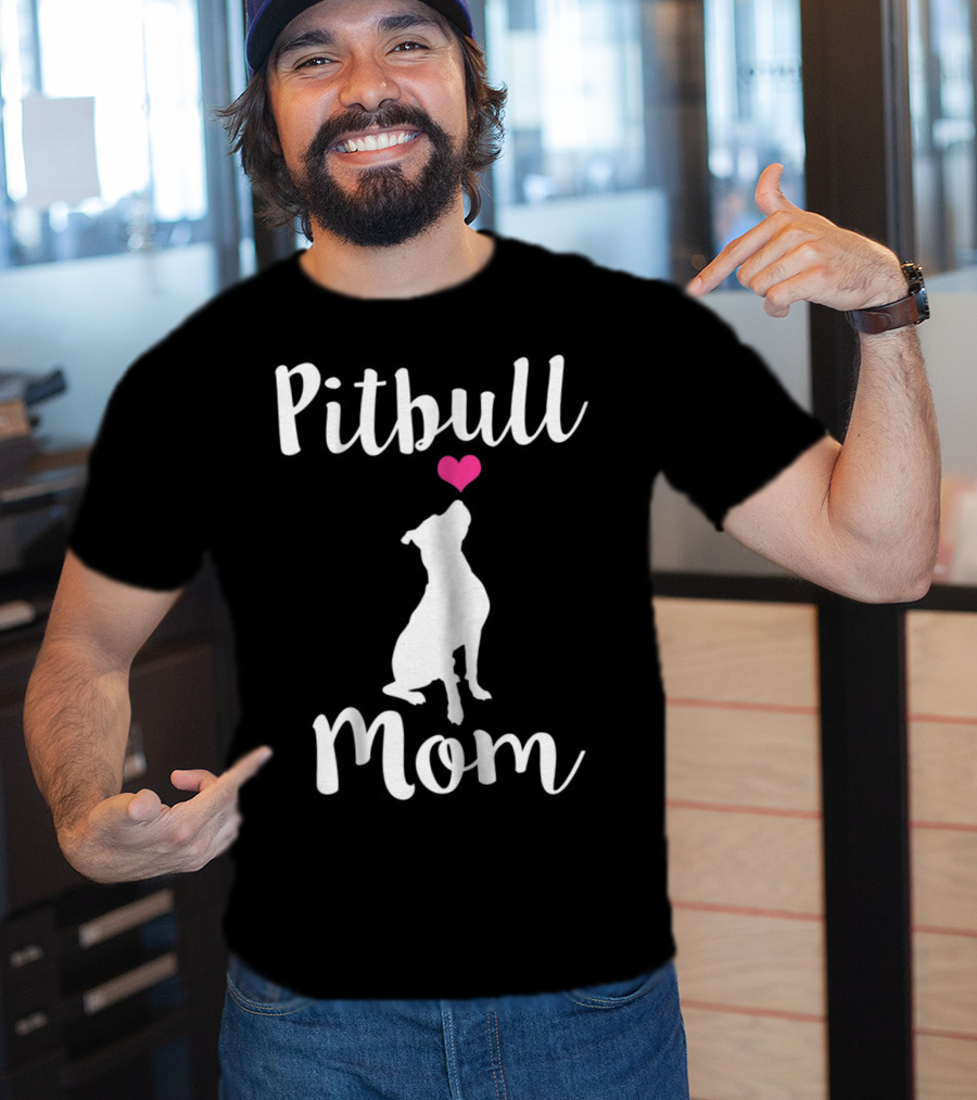 Pitbull Mom Pit Bull Dog Heart T-Shirt