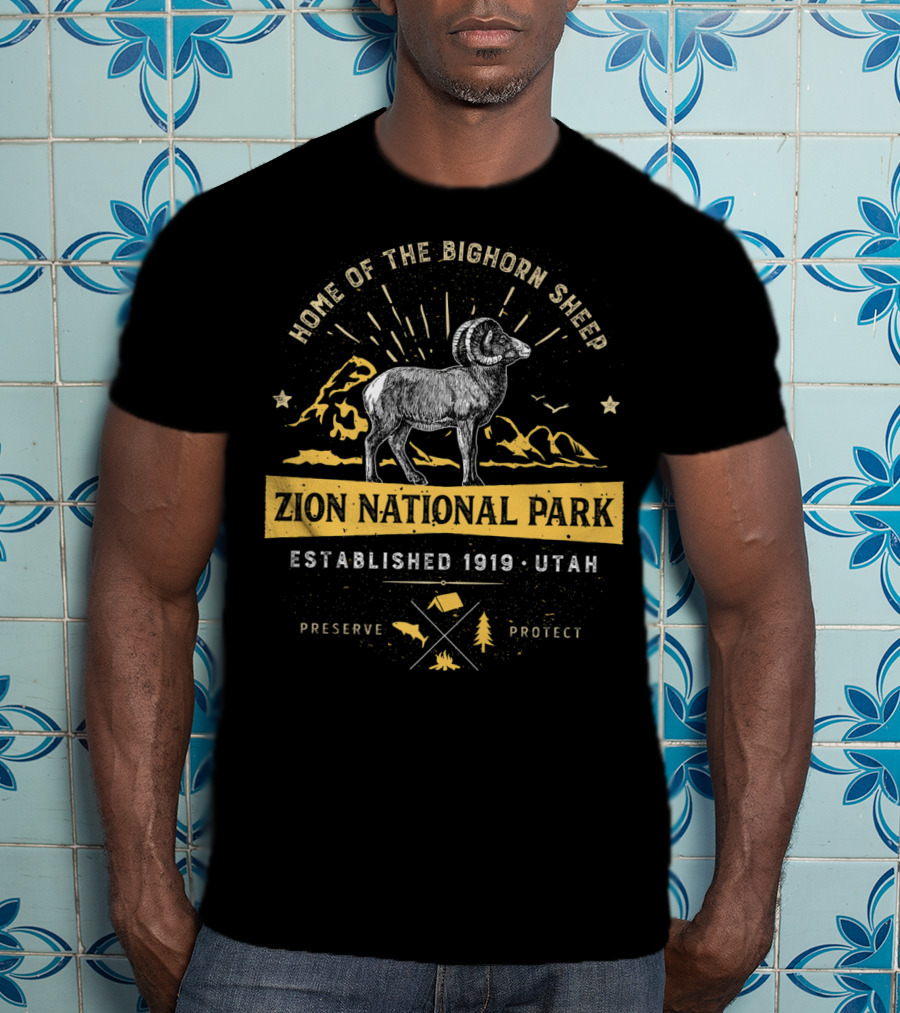 Home Of The Bighorn Sheep Zion National Park Established 1919 Utah Preserve Protect T-Shirt