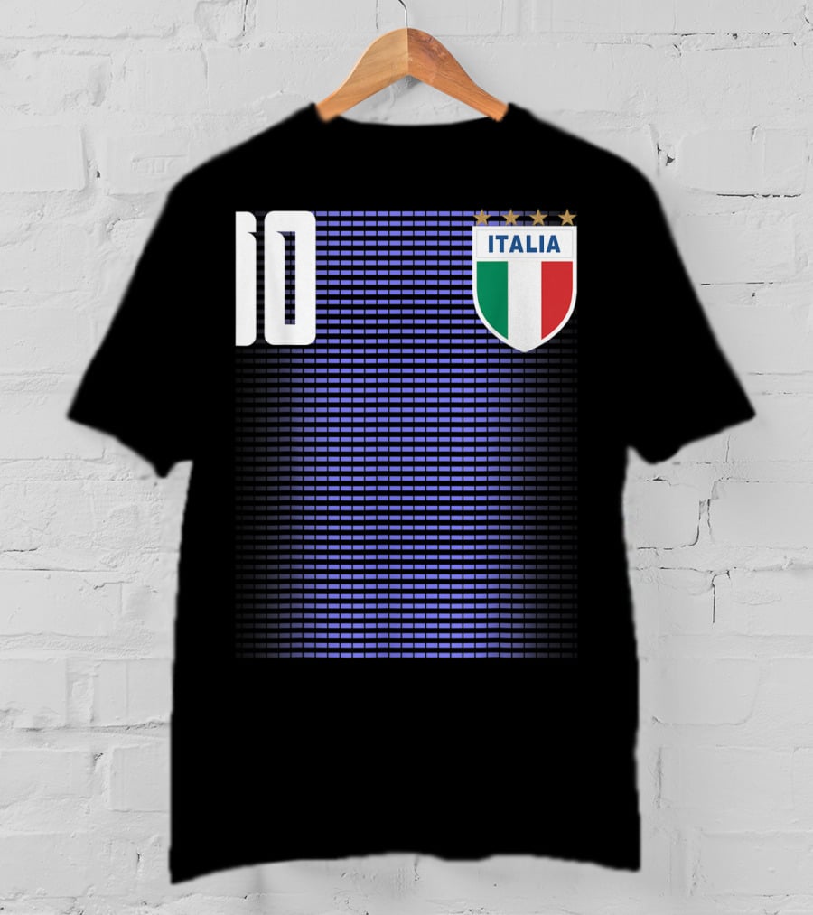 Italia Italian Italiano Italy Calcio Soccer Jersey Number 10 Crest With Stars T-Shirt