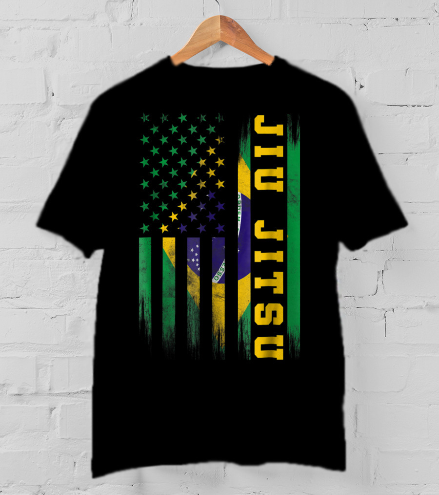 Jiu Jitsu Brazilian BJJ Brazil United States Flag T-Shirt