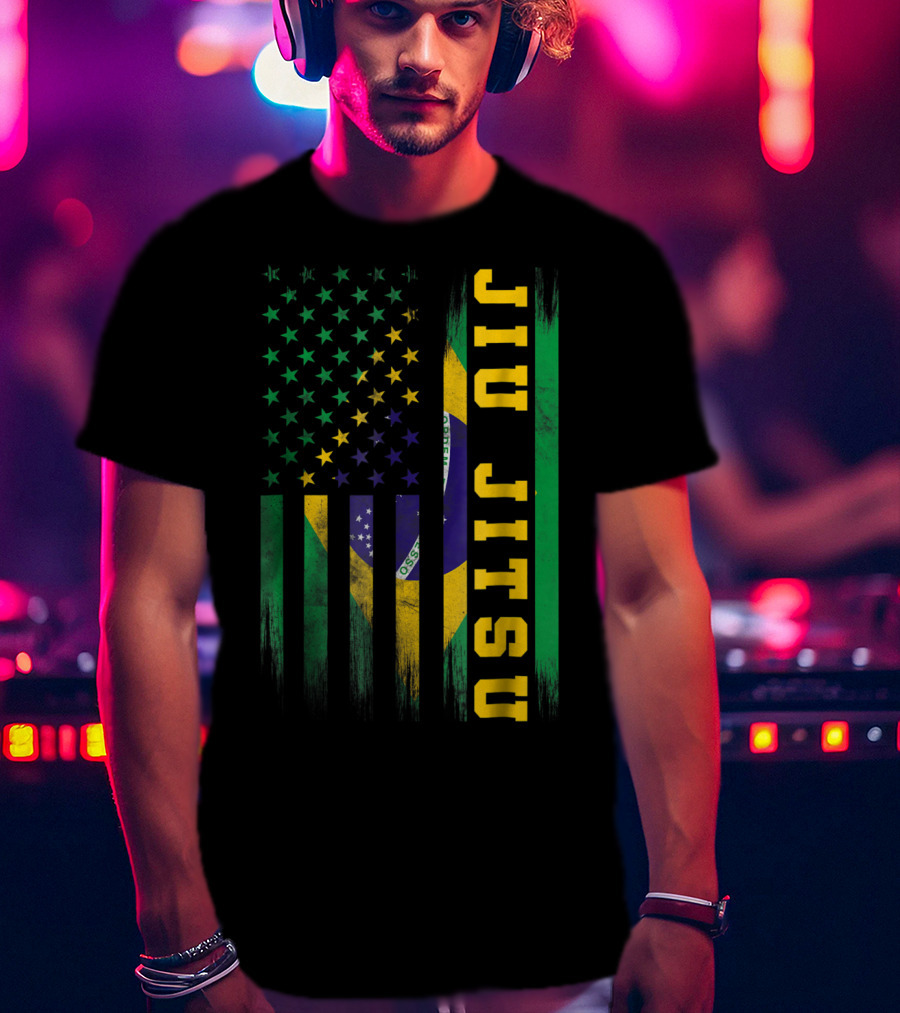 Jiu Jitsu Brazilian BJJ Brazil United States Flag T-Shirt