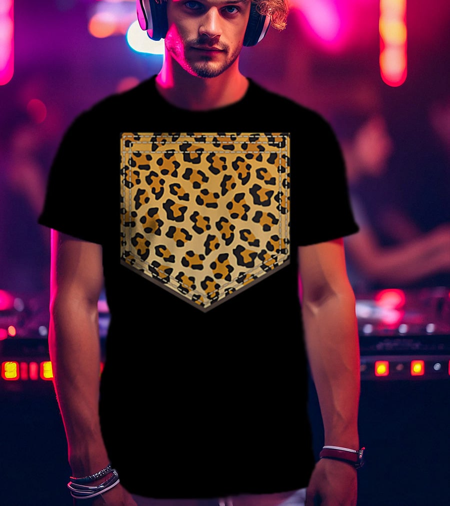 Leopard Print Pocket Cool Animal Lover Cheeta T-Shirt