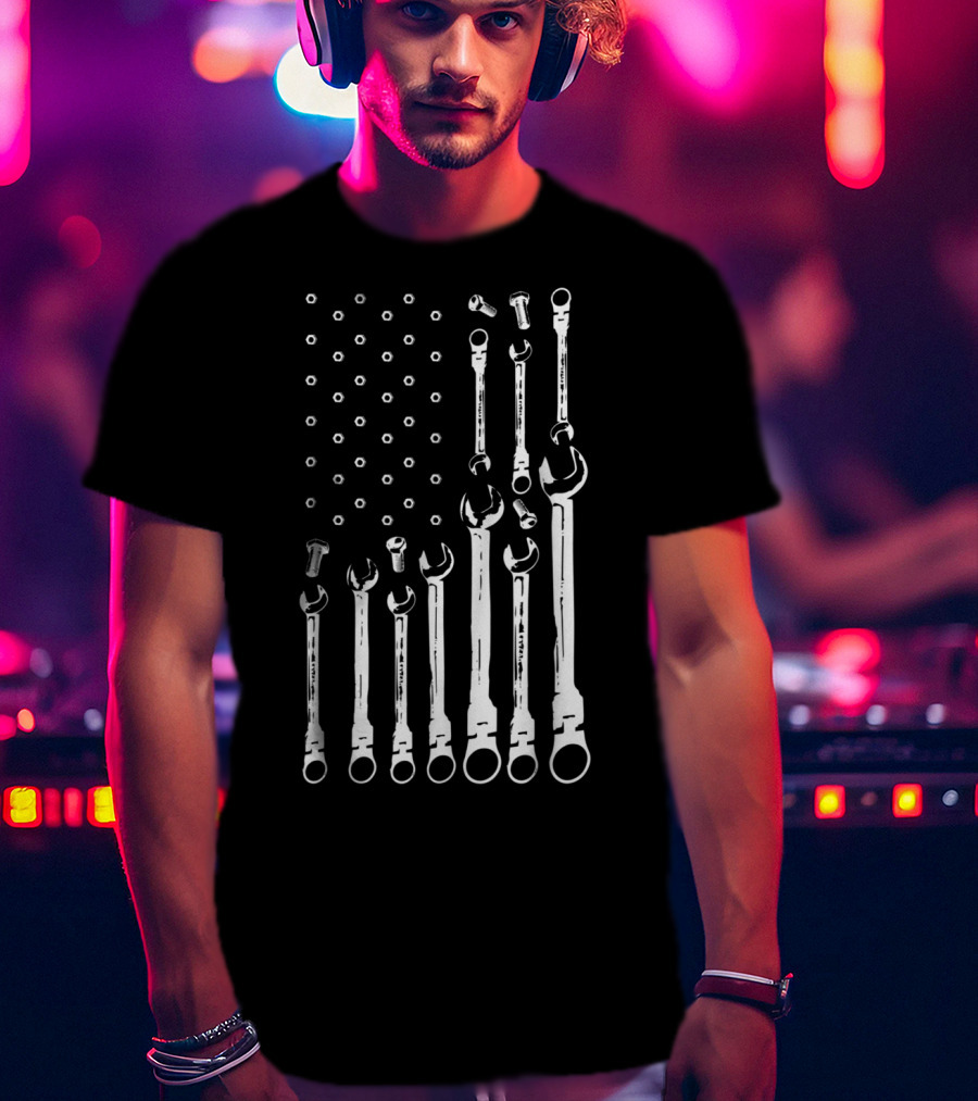 Mechanic Tools American Flag Patriotic USA T-Shirt
