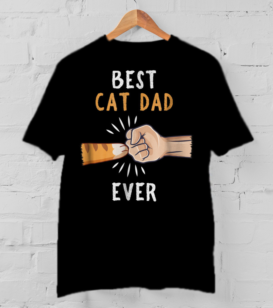 Best Cat Dad Ever Paw Fist Bump T-Shirt