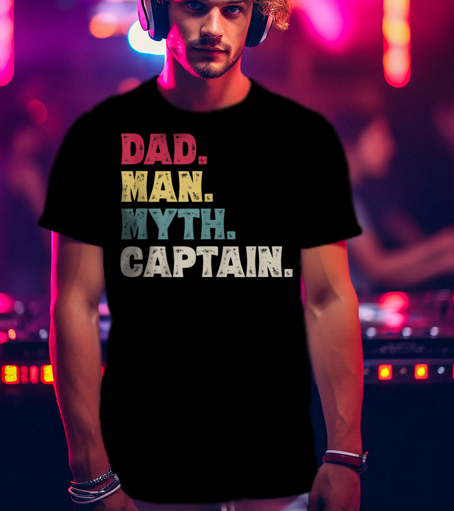 Dad Man Myth Captain Funny Father's Day Vintage T-Shirt