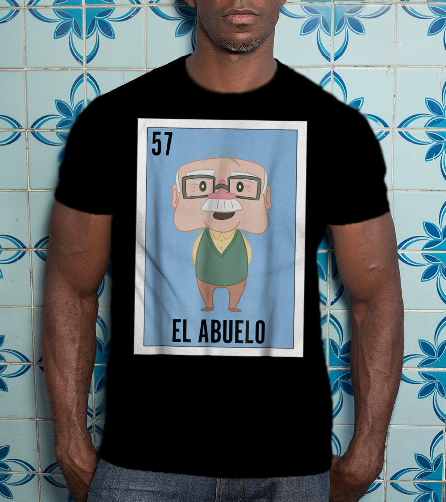 Mens Mexican Loteria El Abuelo 57 T-Shirt
