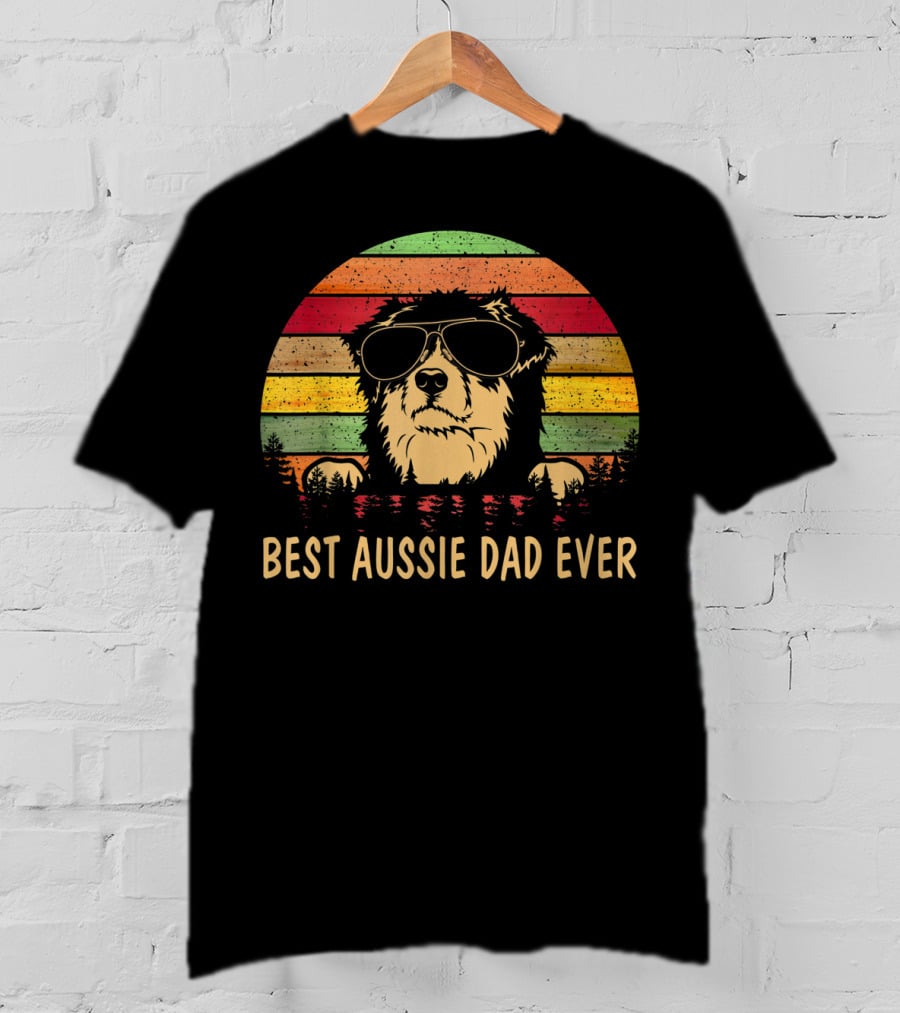 Best Aussie Dad Ever Vintage Men's Father's Day Dog T-Shirt