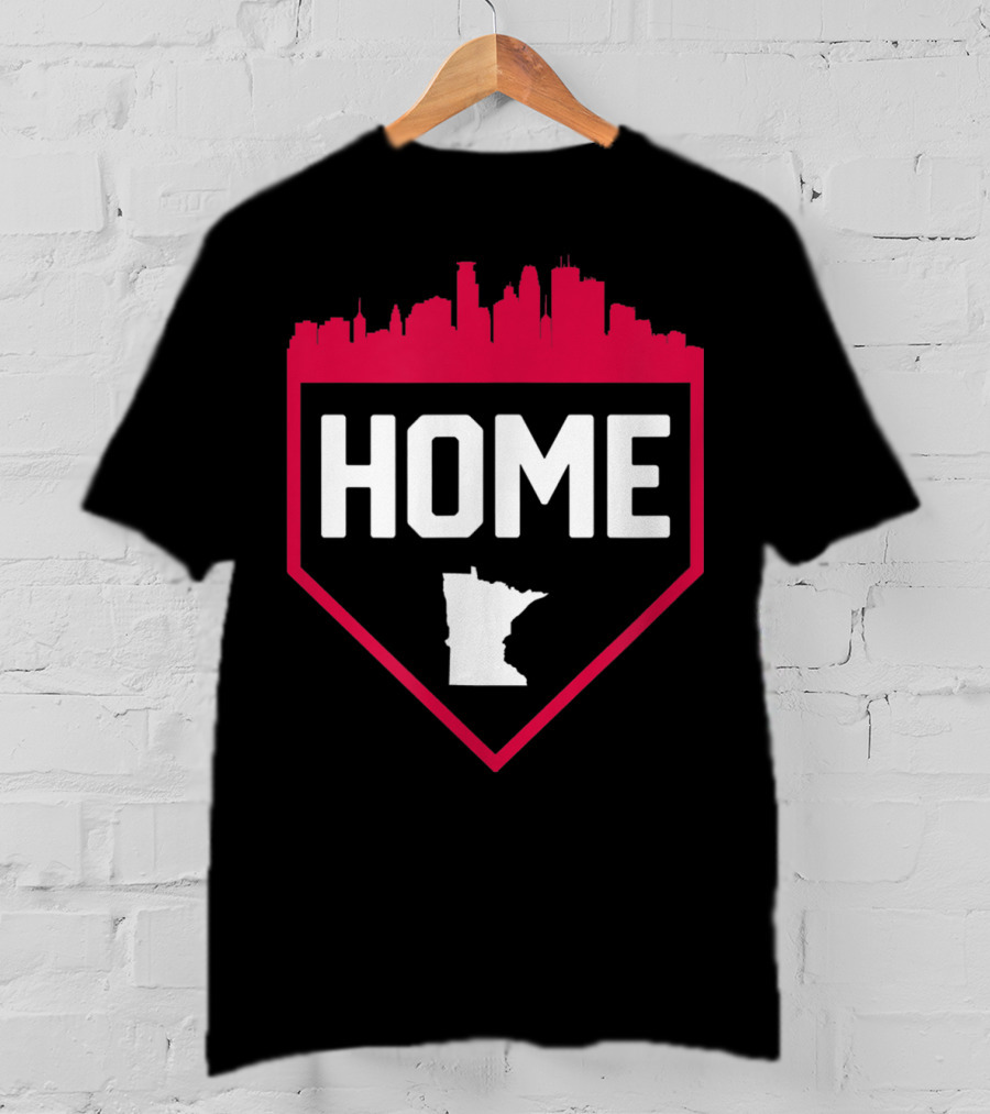 Minneapolis Minnesota Home Plate Baseball Skyline T-Shirt