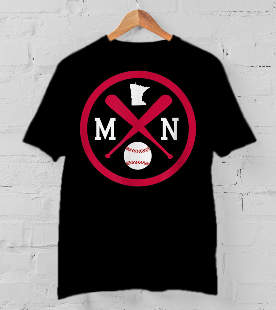 Minnesota MN Baseball Bats State Outline With Ball T-Shirt