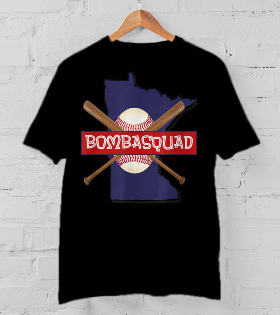 Bombasquad Minnesota Baseball Crossed Bats And Ball T-Shirt