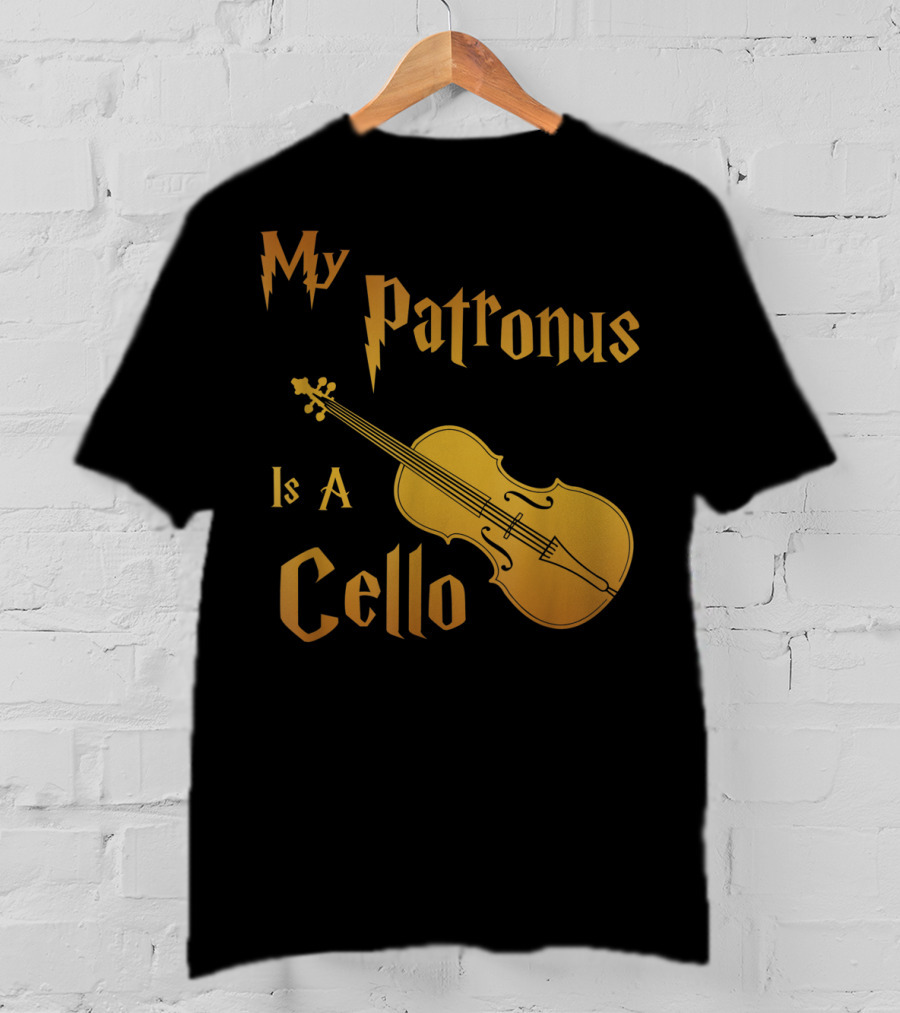 My Patronus Is A Cello For Cello Players With Lightning Font Inspired By Fantasy Magic T-Shirt