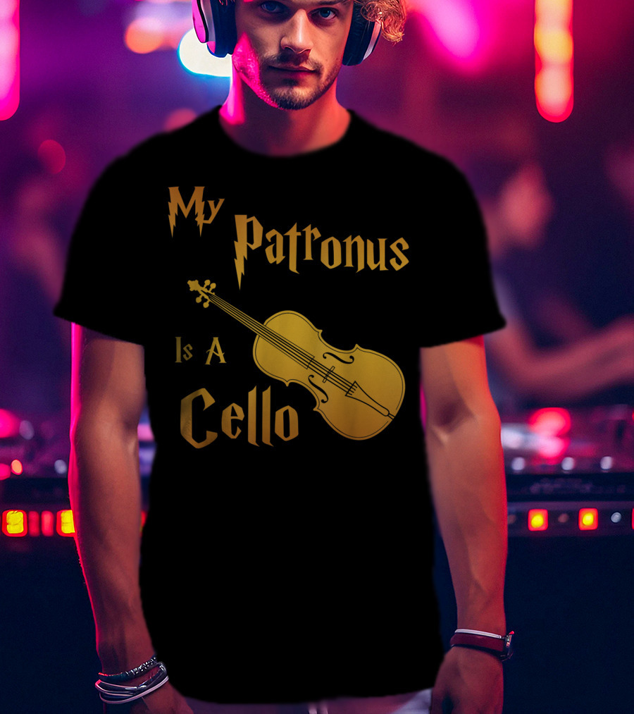 My Patronus Is A Cello For Cello Players With Lightning Font Inspired By Fantasy Magic T-Shirt