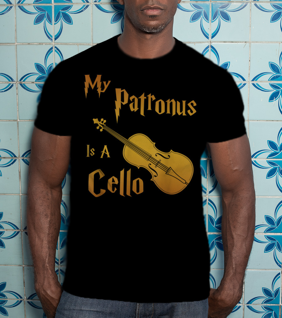 My Patronus Is A Cello For Cello Players With Lightning Font Inspired By Fantasy Magic T-Shirt