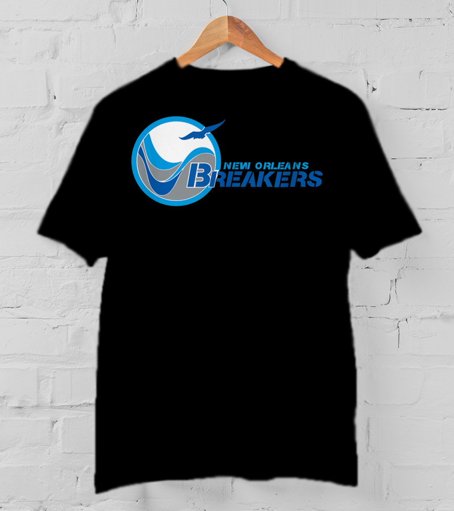 New Orleans Breakers Football Team Logo Blue Bird Ocean Wave T-Shirt
