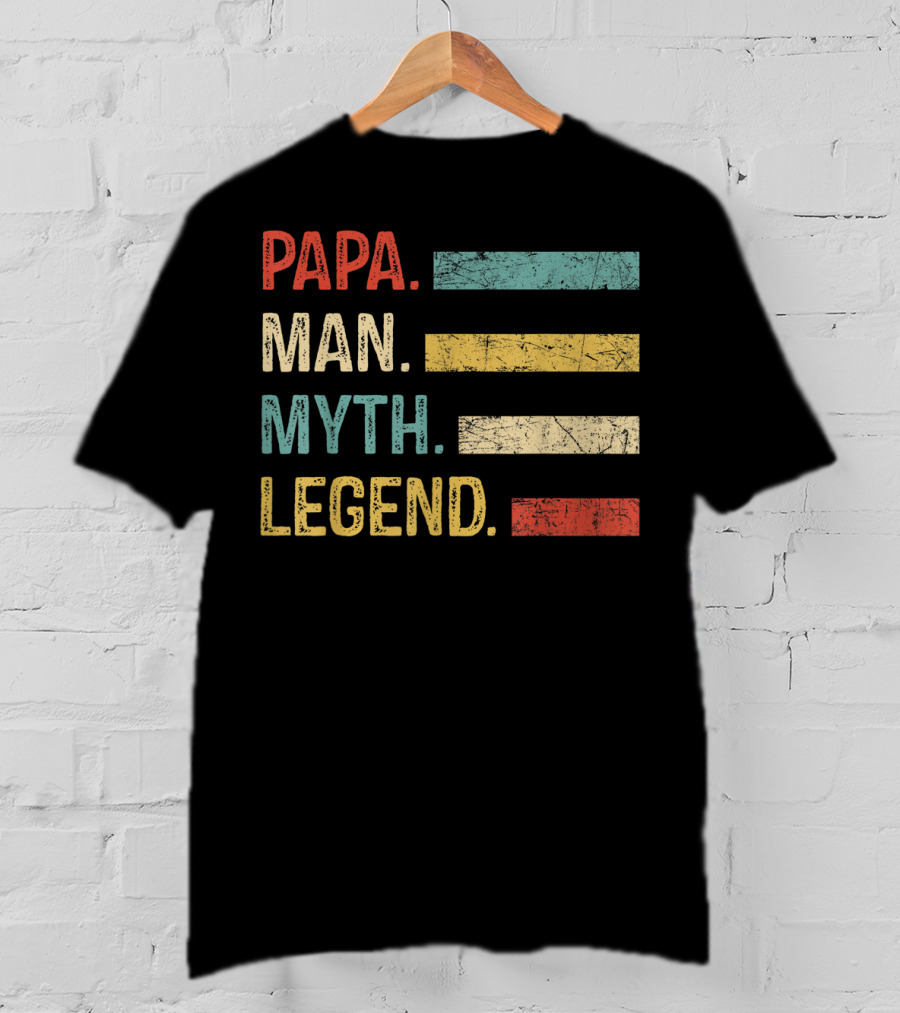 Papa Man Myth Legend Vintage Mens Dad Father T-Shirt