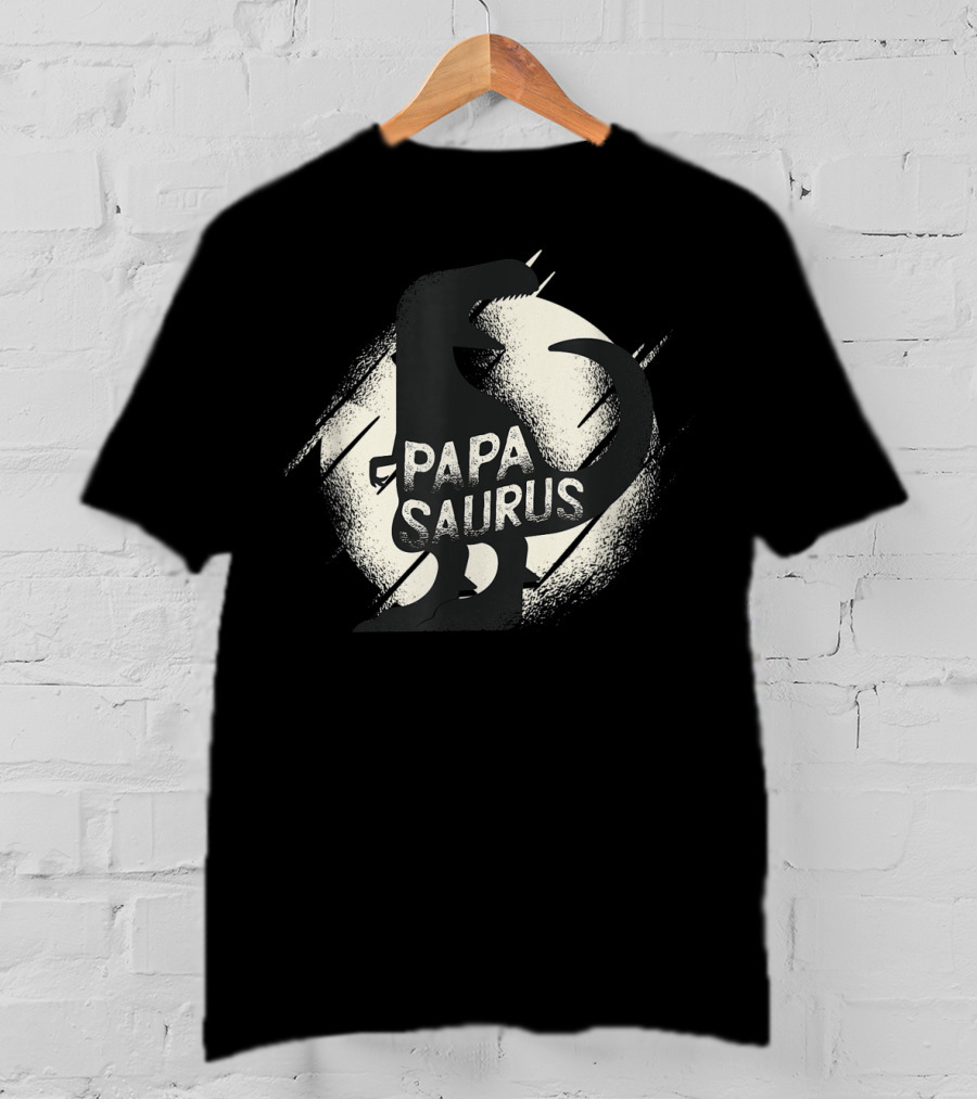 Papasaurus Papa Dinosaur Silhouette Moon T-Shirt