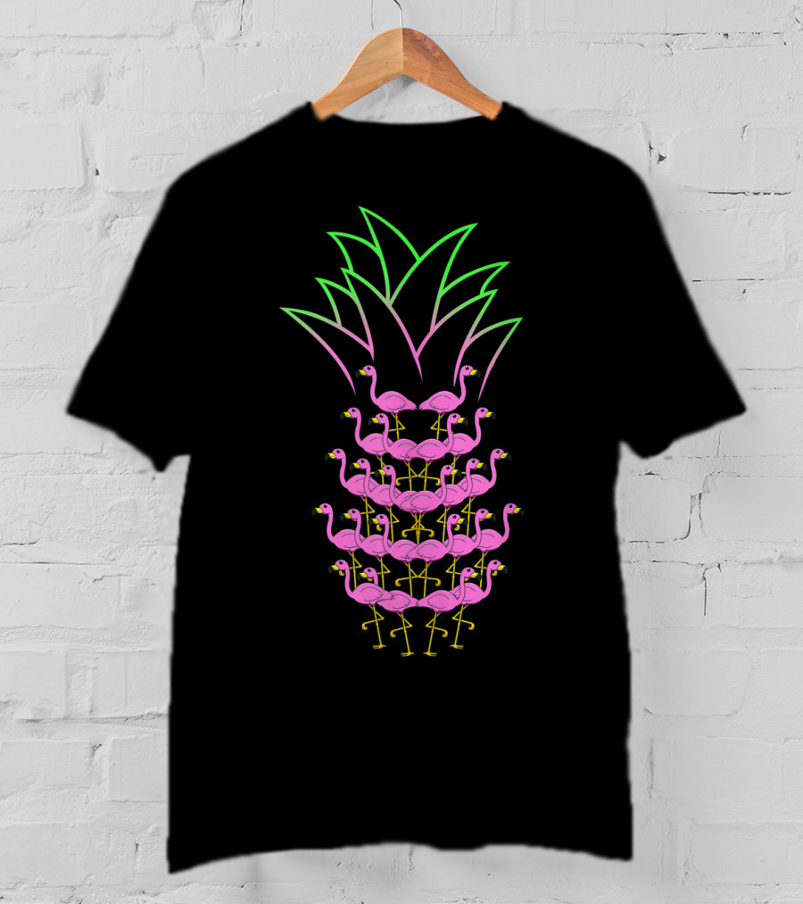 Pineapple Flamingo Neon Stack Formation T-Shirt