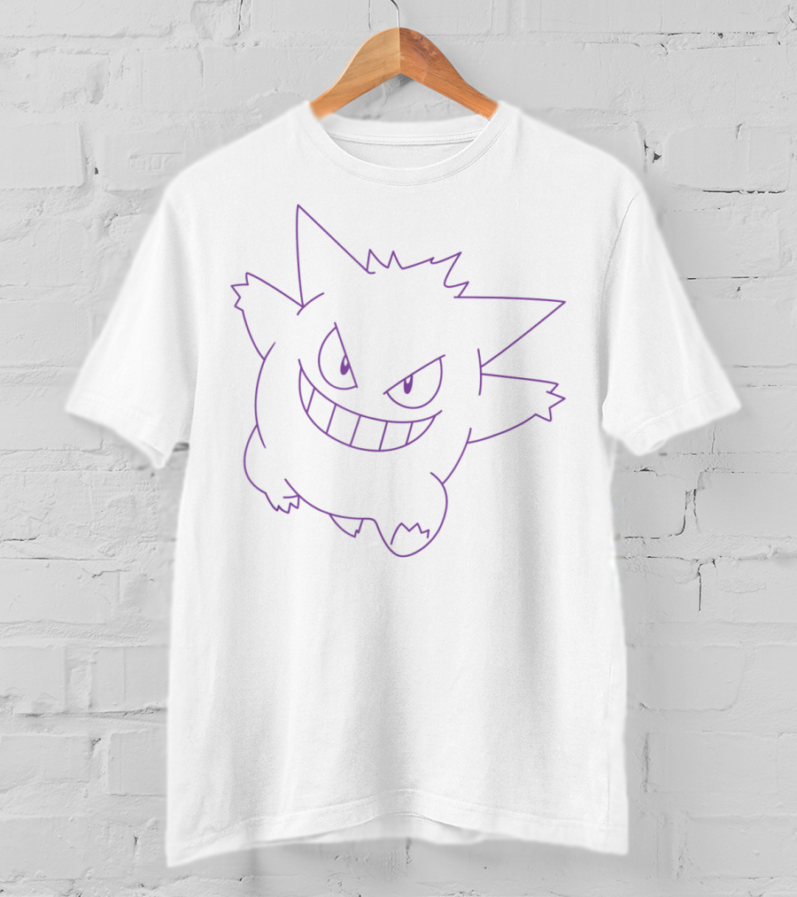 Gengar Outline Pokemon Big Face T-Shirt