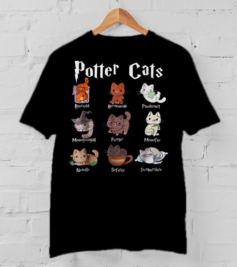 Potter Cats Pawter Kitten Purrfect Meowgonagall Hermiaownle Dumblepurr Pawdamort T-Shirt