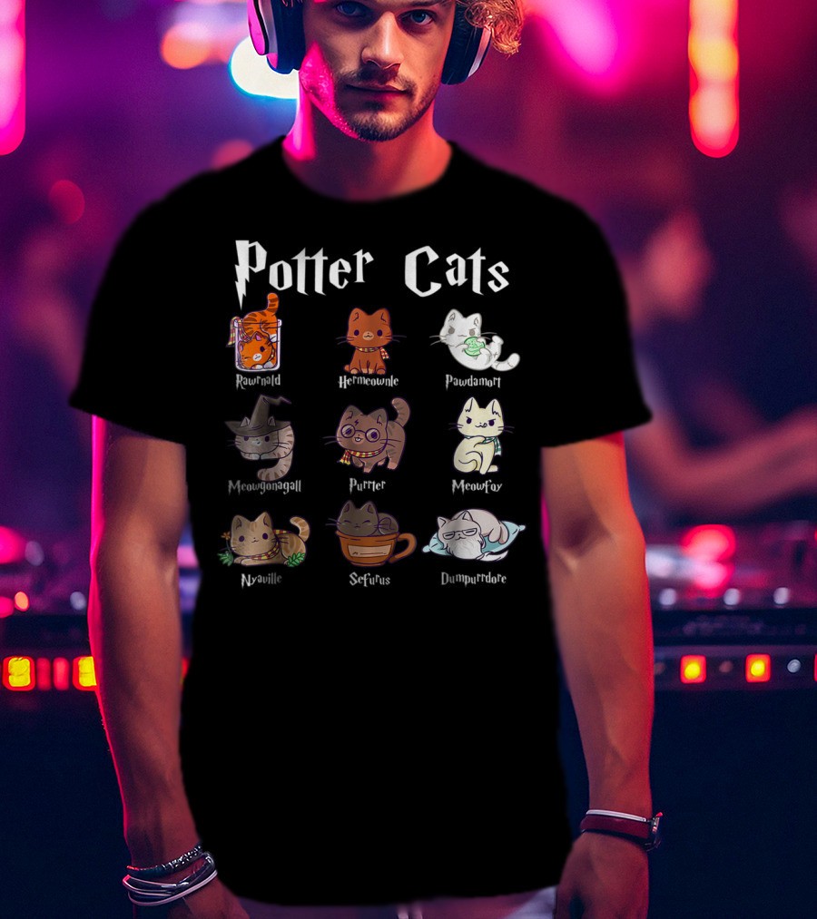 Potter Cats Pawter Kitten Purrfect Meowgonagall Hermiaownle Dumblepurr Pawdamort T-Shirt