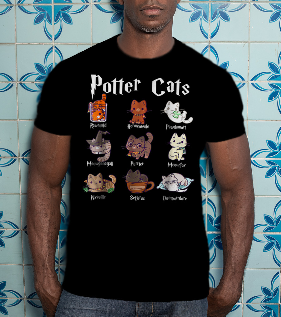 Potter Cats Pawter Kitten Purrfect Meowgonagall Hermiaownle Dumblepurr Pawdamort T-Shirt