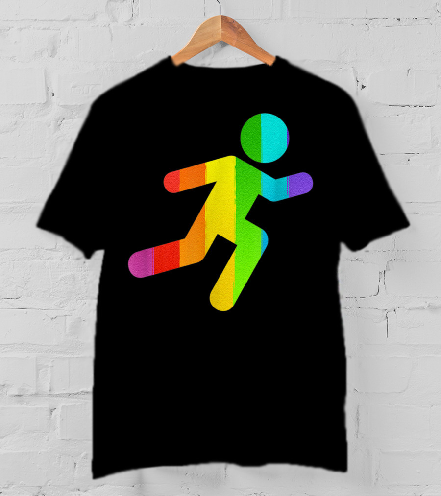 Rainbow Stick Figure Running T-Shirt