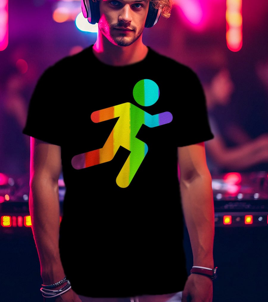 Rainbow Stick Figure Running T-Shirt