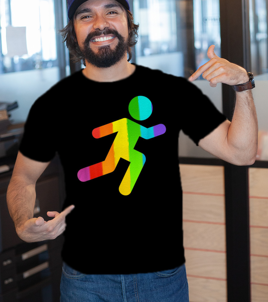 Rainbow Stick Figure Running T-Shirt