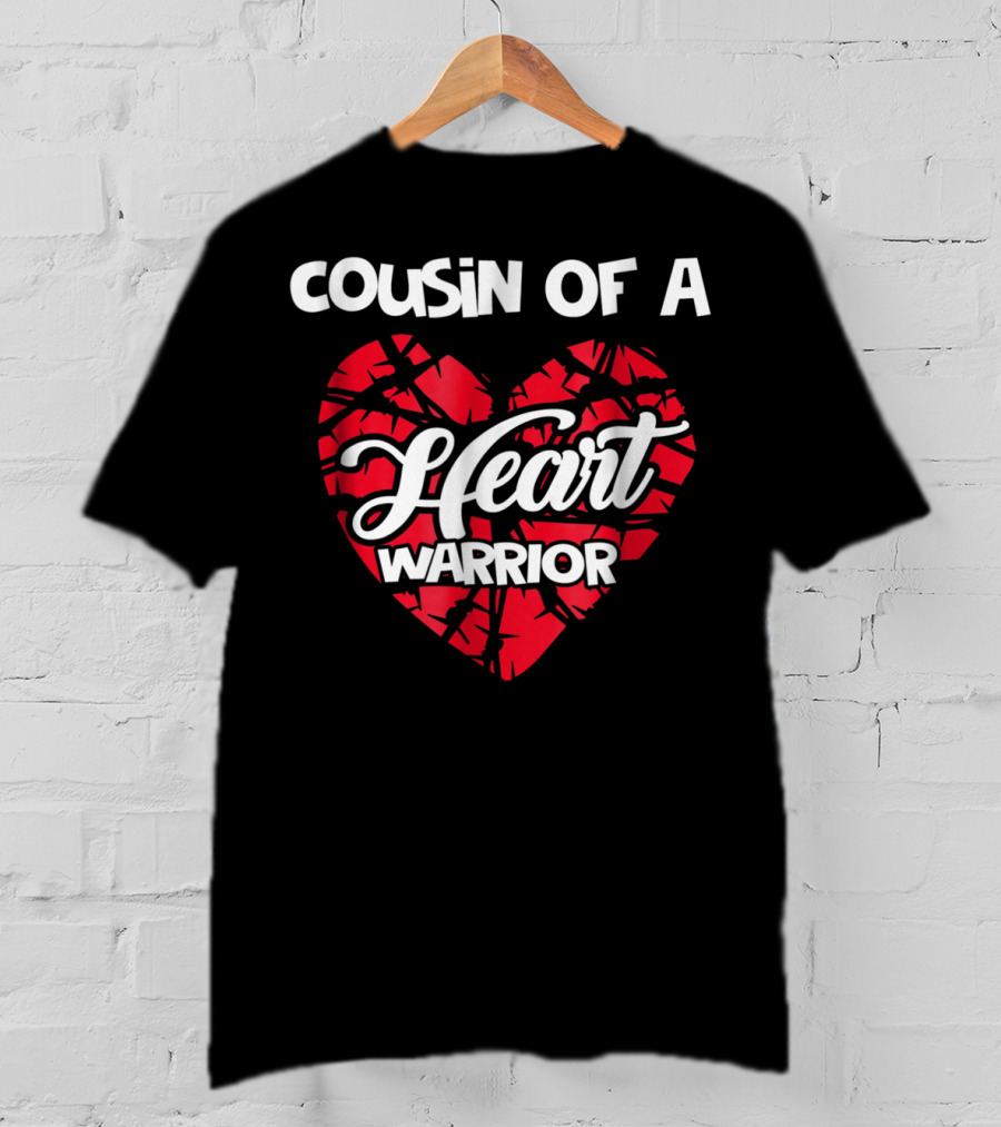 Cousin Of A Heart Warrior Red Ribbon Heart Support T-Shirt