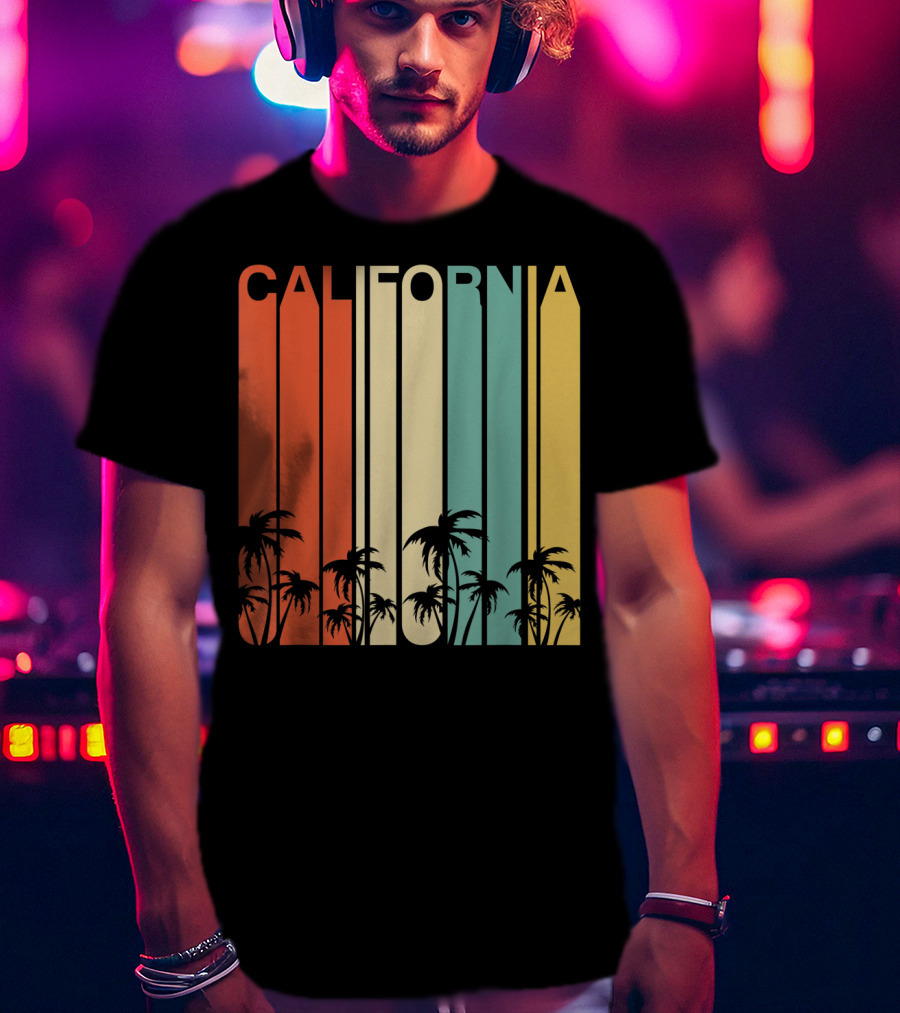 California Retro Surf Vintage 80s Beach Palms T-Shirt