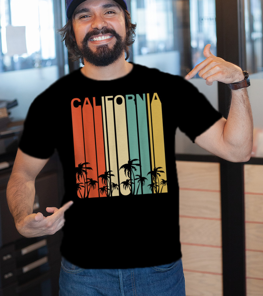 California Retro Surf Vintage 80s Beach Palms T-Shirt