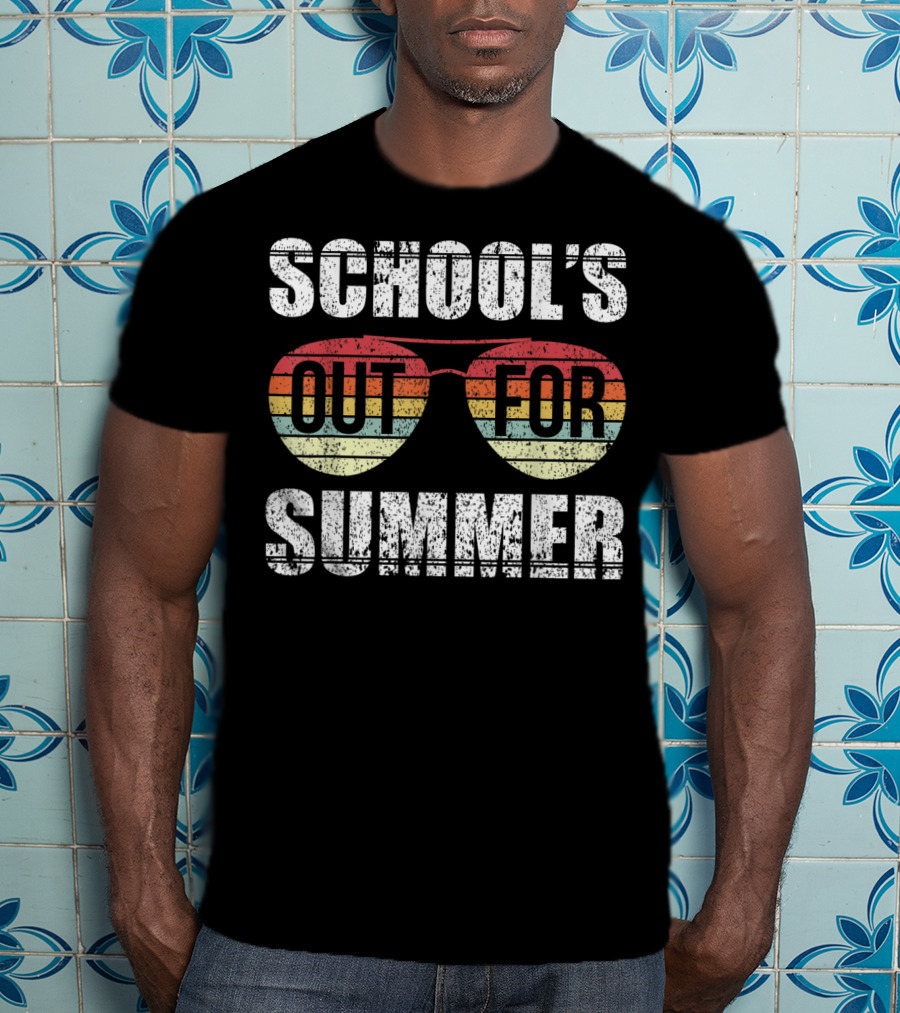 Retro Aviator Sunglasses School's Out For Summer Last Day Of School T-Shirt